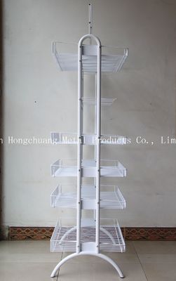 Giá trưng bày bằng kim loại khoai tây chiên tùy chỉnh với bốn giỏ dây Màu trắng