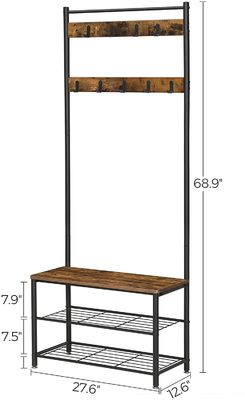 Giá đỡ áo khoác thông minh với bộ tổ chức ghế dài 3 trong 1 Cây hội trường chức năng
