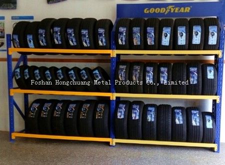 Kệ trưng bày lốp xe ô tô bằng thép tùy chỉnh, giá trưng bày lưu trữ nhà kho với ba giá