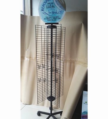 Giá đỡ màn hình xoay bốn mặt W500mm H1800mm ， Giá trưng bày phụ kiện điện thoại di động có móc