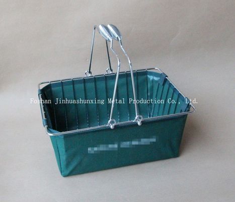 Màu xanh lá cây W215mm L285mm Rổ dây cho phòng tắm, Kicthen có tay cầm ， Đế, Túi vải