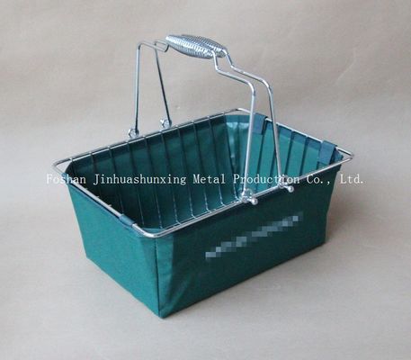 Màu xanh lá cây W215mm L285mm Rổ dây cho phòng tắm, Kicthen có tay cầm ， Đế, Túi vải
