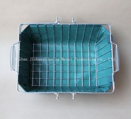 Màu xanh lá cây W215mm L285mm Rổ dây cho phòng tắm, Kicthen có tay cầm ， Đế, Túi vải