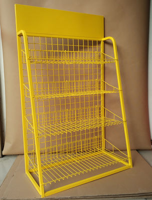 Màu vàng Siêu thị kim loại Giá trưng bày Tầng Đứng