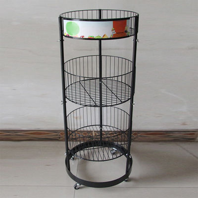 Kim loại đen Xi lanh 497mm Dia Giá trưng bày hàng tạp hóa 1080mm Hight