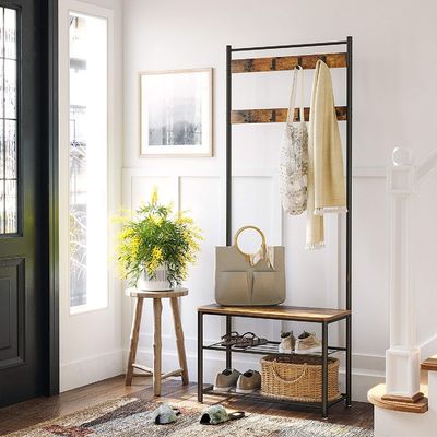Giá đỡ áo khoác thông minh với bộ tổ chức ghế dài 3 trong 1 Cây hội trường chức năng