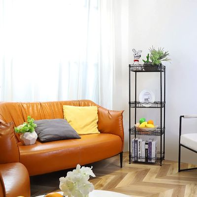 Giá kệ lưu trữ dây kim loại 4 tầng có giỏ Nhà bếp có thể điều chỉnh được giá đỡ ở góc