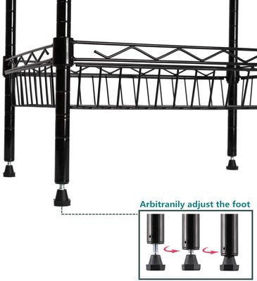 Giá kệ lưu trữ dây kim loại 4 tầng có giỏ Nhà bếp có thể điều chỉnh được giá đỡ ở góc