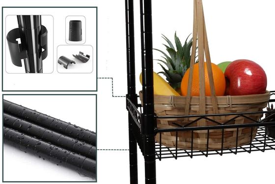 Giá kệ lưu trữ dây kim loại 4 tầng có giỏ Nhà bếp có thể điều chỉnh được giá đỡ ở góc