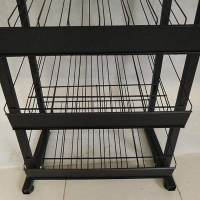 Kệ trưng bày siêu thị đồ uống 4 tầng có bánh xe